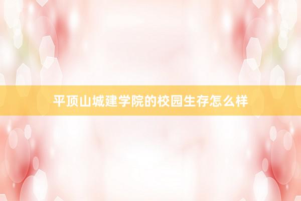 平顶山城建学院的校园生存怎么样